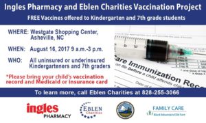 FREE Vaccination Clinic (Rising K & 7th Graders) @ Ingles Market at Westgate Shopping Center