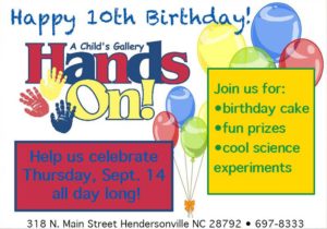 Hands On!'s 10th Birthday Party! @ Hands On! Museum: A Child's Gallery  | Hendersonville | North Carolina | United States