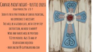 Canvas Paint Night: Rustic Cross (10+yrs) @ Claying Around | Asheville | North Carolina | United States