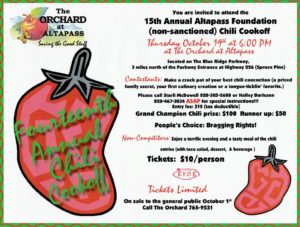 15th Annual Chili Cook-off @ The Orchard at Altapass | Spruce Pine | North Carolina | United States