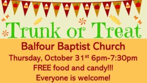 Trunk or Treat @ Balfour Baptist Church | Hendersonville | North Carolina | United States