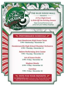 The Festive 5: A 5 Night Event to Kickoff the Holiday Season @ Blue Ridge Mall | Hendersonville | North Carolina | United States