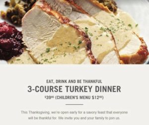 Thanksgiving 2017: 3 Course Turkey Dinner @ Ruth's Chris Steak House Asheville  | Asheville | North Carolina | United States