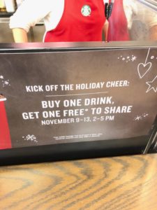 BOGO Holiday Drinks @ all area Starbucks