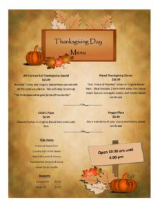 Thanksgiving Day Lunch/Dinner @ Moose Cafe (both locations)