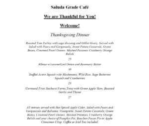 Thanksgiving Dinner @ Saluda Grade Cafe` | Saluda | North Carolina | United States