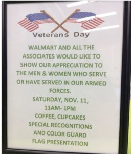 Veterans Day Commemoration Celebration @ WalMart Spruce Pine | Spruce Pine | North Carolina | United States