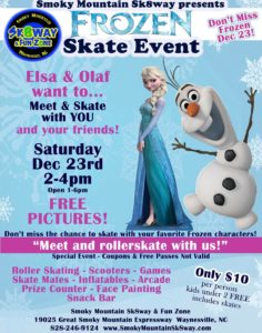 Frozen Event with Elsa & Olaf @ Smoky Mountain Sk8way & FUN ZONE  | Waynesville | North Carolina | United States