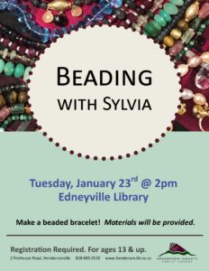 Beading with Sylvia (13+yrs) @ Edneyville Public Library | Hendersonville | North Carolina | United States