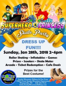 Superhero & Princess Skate Party @ Smoky Mountain Sk8way & FUN ZONE  | Waynesville | North Carolina | United States