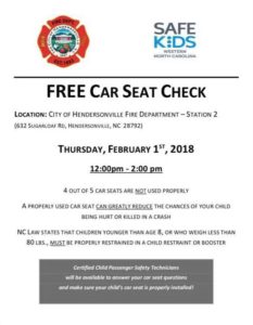 FREE Car Seat Check @ Hendersonville Fire Department - Station 2 | Hendersonville | North Carolina | United States