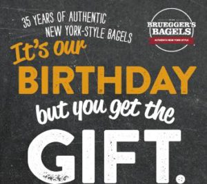 FREE BAGELS @ all area Bruegger's Bagels