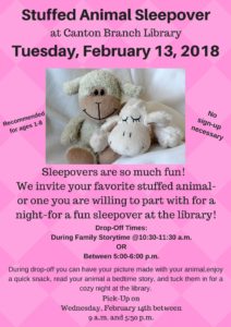 Stuffed Animal Sleepover (1-8yrs) @ Canton Public Library | Canton | North Carolina | United States