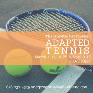 Therapeutic Recreation Adapted Tennis (Individuals 6+yrs with disabilities) @ Montford Recreation Center | Asheville | North Carolina | United States