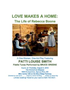 “Love Makes a Home: The Life of Rebecca Boone” @ The Orchard at Altapass | Spruce Pine | North Carolina | United States