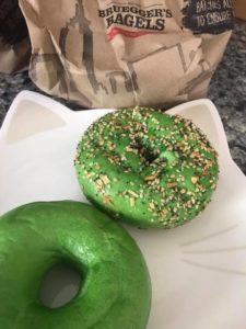 Green Bagels in Celebration of St. Patrick's Day @ all area Bruegger’s Bagels