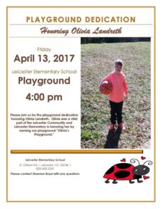 Playground Dedication Honoring Olivia Landreth @ Leicester Elementray School  | Leicester | North Carolina | United States