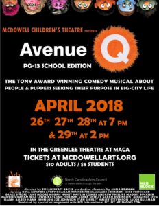 Stage Production: 'Avenue Q: School Edition!' @ Greenlee Theater at McDowell Arts Council Association | Marion | North Carolina | United States