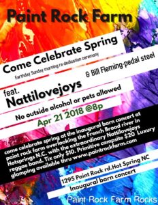 Come Celebrate Spring feat. Nattilovejoys & Bill Fleming-pedal steel @ Paint Rock Farm | Hot Springs | North Carolina | United States