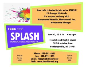 Splash Kid's Bible Adventure VBS begins (Preschooler-5th Grade) @ French Broad Baptist Church  | Hendersonville | North Carolina | United States