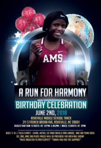 A Run for Harmony: Birthday Celebration (all ages) @ Asheville Middle School Track | Asheville | North Carolina | United States