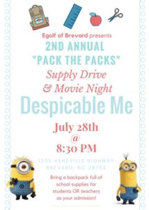 2nd Annual "Pack the Packs" Supply Drive & Outdoor Movie Night @ Egolf Ford of Brevard | Brevard | North Carolina | United States