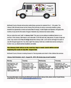 McDowell County Schools Literacy Cafe @ various McDowell County community locations (see graphic for location schedule)