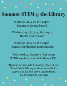 Summer STEM @ the Library (3+yrs) @ Fines Creek Public Library | Clyde | North Carolina | United States