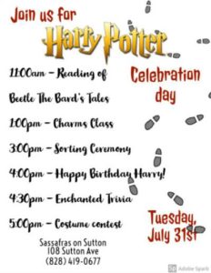 Harry Potter Birthday Celebration! @ Sassafras on Sutton  | Black Mountain | North Carolina | United States