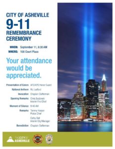 9-11 Remembrance Ceremony @ 100 Court Plaza Dowtnown Asheville | Asheville | North Carolina | United States