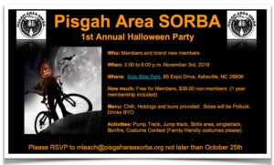 Pisgah Area SORBA 1ST Annual Halloween Party @ Kolo Bike Park | Asheville | North Carolina | United States