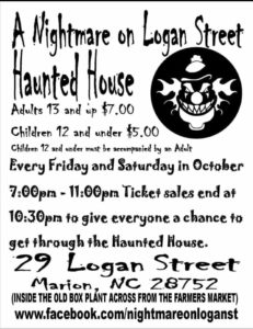 Nightmare on Logan St Haunted House @ Inside the old box plant across from the Farmers Market, Marion NC | Marion | North Carolina | United States