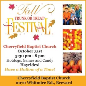 Fall Trunk or Treat Fest @ Cherryfield Baptist Church Brevard | Brevard | North Carolina | United States