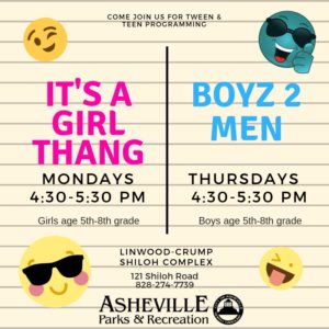 "It’s a Girl Thang" Teen/Tween Program (11-15yrs) @ Linwood Crump Shiloh Center | Asheville | North Carolina | United States