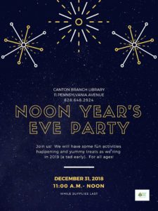 Noon Year's Eve Party (all ages) @ Canton Public Library