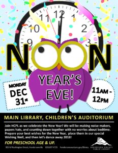 Noon Year's Eve @ Main Hendersonville Public Library