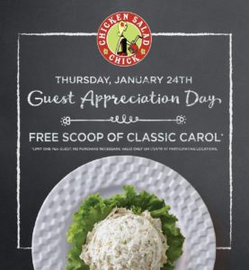 Guest Appreciation Day (FREE Chicken Salad!) @ Chicken Salad Chick (Asheville, NC)