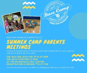 Summer Camp Parent Meeting @ Waynesville Parks & Recreation