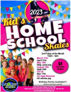 Kid's Homeschool Skate 2023 (All Ages Welcome) @ Smoky Mountain Sk8way & FUN ZONE