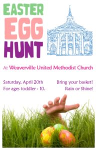 Annual Community Easter Egg Hunt @ Weaverville United Methodist Church