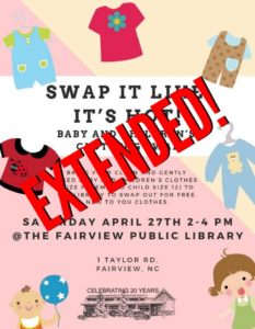 EXTENDED! Swap It Like It’s Hot! Baby and Children’s Clothing Swap @ Fairview Public Library