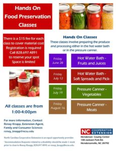 Hands On Preservation Class (9+yrs) @ N.C. Cooperative Extension - Henderson County Center