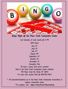 Bingo Night @ Fines Creek Community Center Cafeteria