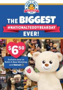 National Teddy Bear Day Celebration @ all area Build A Bear AND Walmart stores