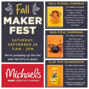 Fall MakerFest @ all area Michaels craft stores