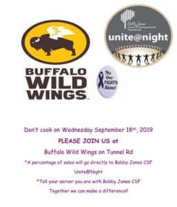 Unite at Night Fundraiser for Bobby Jones CSF @ Buffalo Wild Wings (Tunnel Rd)