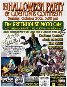 2nd Annual Pre Halloween Party and Costume Contest @ Greenhouse Moto Cafe