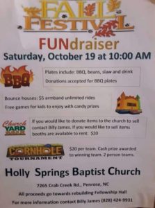 Fall Festival FUNdraiser @ Holly Springs Baptist Church