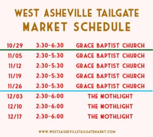 West Asheville Tailgate Market Indoor Holiday Market @ at either Grace Baptist or The Mothlight (see schedule to find out which) | Asheville | North Carolina | United States