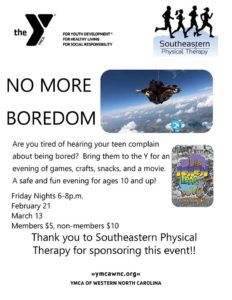 No More Boredom (teens & preteens) @ Fletcher YMCA